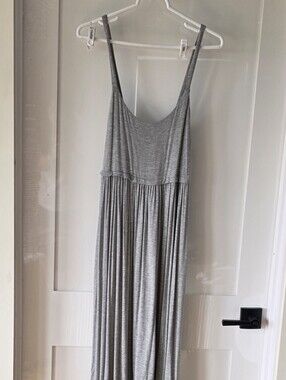LOFT Heather Gray Spaghetti Strap Maxi Dress